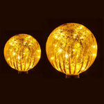Glaskugel | LED | florales Muster | gold | Wohndeko