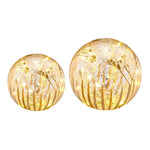 Glaskugel | LED | florales Muster | gold | Wohndeko