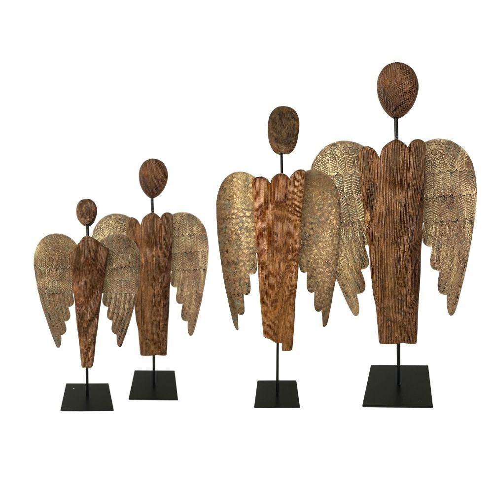 Engel | Weihnachten | Holz | Metallfügel | X-Mas Deko