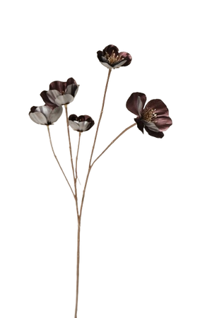 Kunstblume Mohn in Metall-Effekt lila/silber
