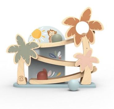Kugelbahn Holz FSC | Palmendesign | ab 1 Jahr | Motorikspielzeug Kugeln | Geschenk