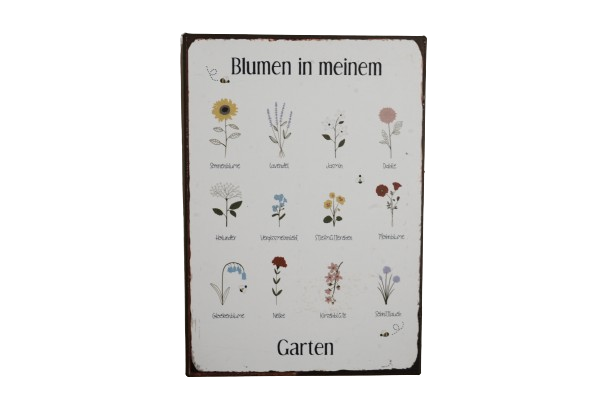 Metallschild "Blumen in meinem Garten