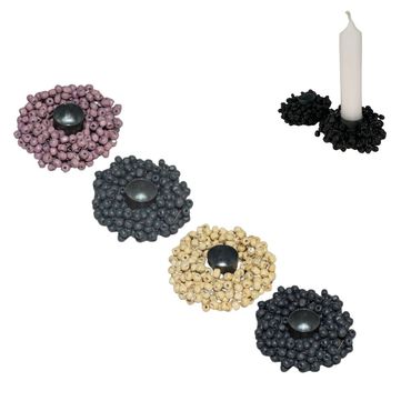Kerzenständer | Perlen | Rosa | Natur | Schwarz | Grau