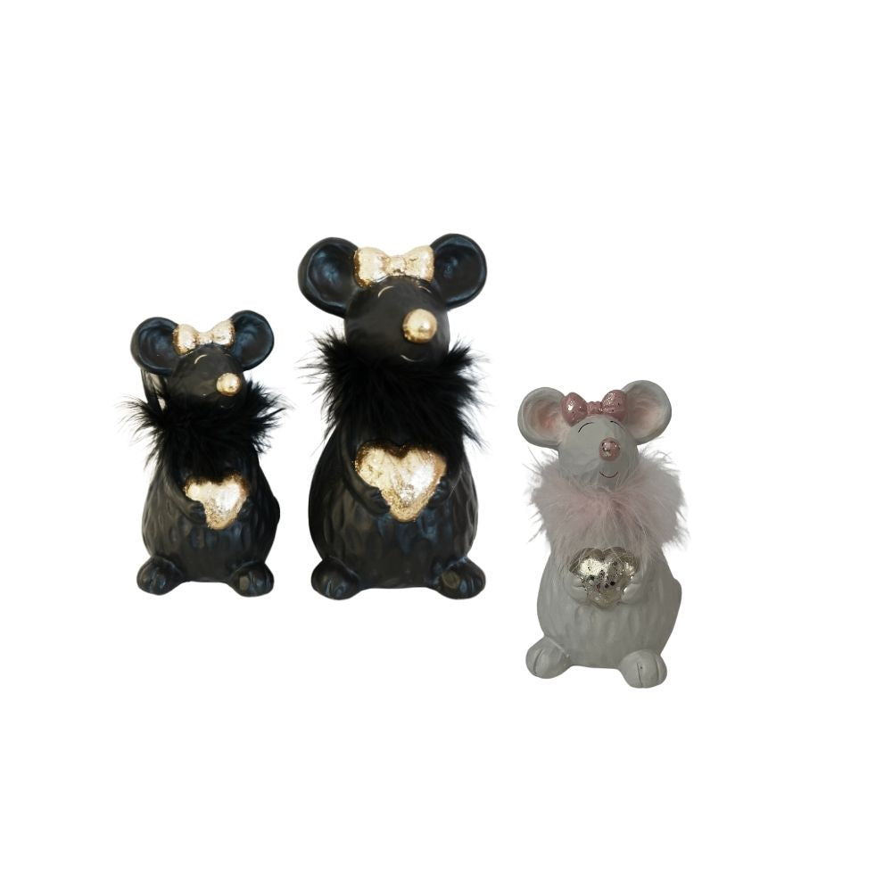 Maus | Deko | schwarz-gold | weiss-rosa | 2 Grössen