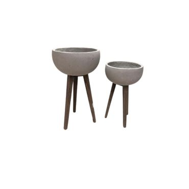 Schale | Beton | Holzfüsse | 2 Grössen | Floristik