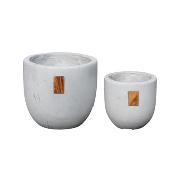 Topf | Beton | rund | Holzelement | Floristik