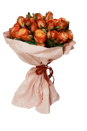 Kunstblumen Rosenbund im Papier coral-rose