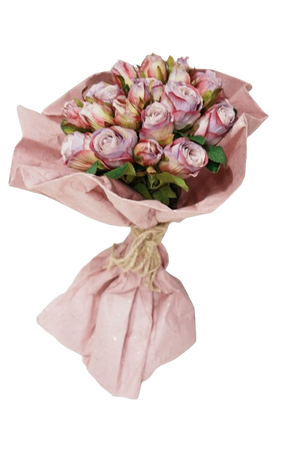 Kunstblumen Rosenbund im Papier lila-pink