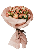 Kunstblumen Rosenbund im Papier rosa-créme
