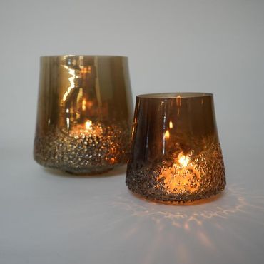 Teelicht | Vase | Kristall Braun | Windlicht | Tischdeko