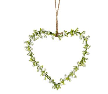 Schleierkraut Herzhänger | Weiss | Romantische Herzdeko | Blumenherz Deko | Schleierkraut Herz