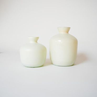 Vase | Glas | Créme-Weiss | Tischdeko | Dekovase