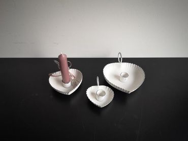 Kerzenhalter Herzform | Metall | weiss | Valentinstag | Ø 9 cm