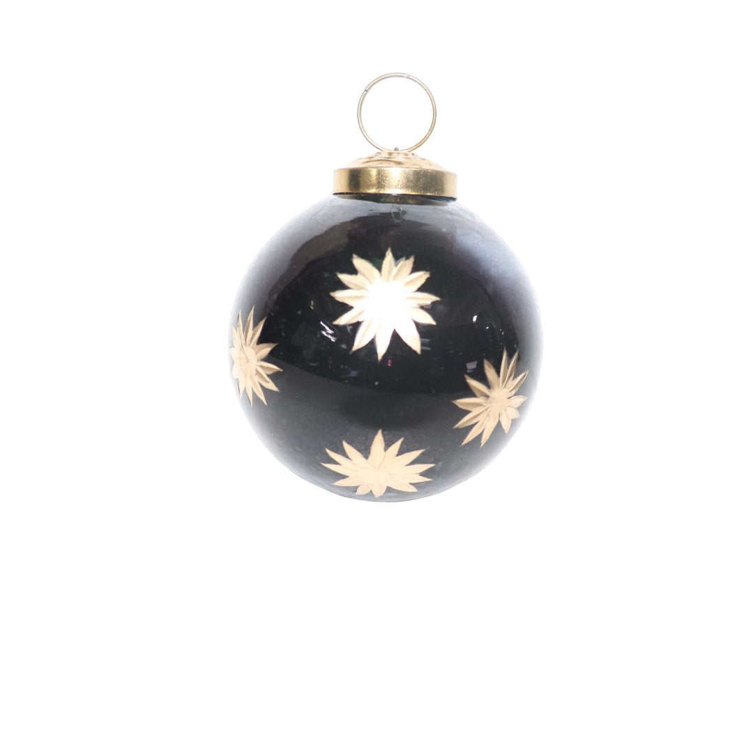 Weihnachtskugel | Schwarz-Gold | Vintage | Sterne | Christbaumkugel 