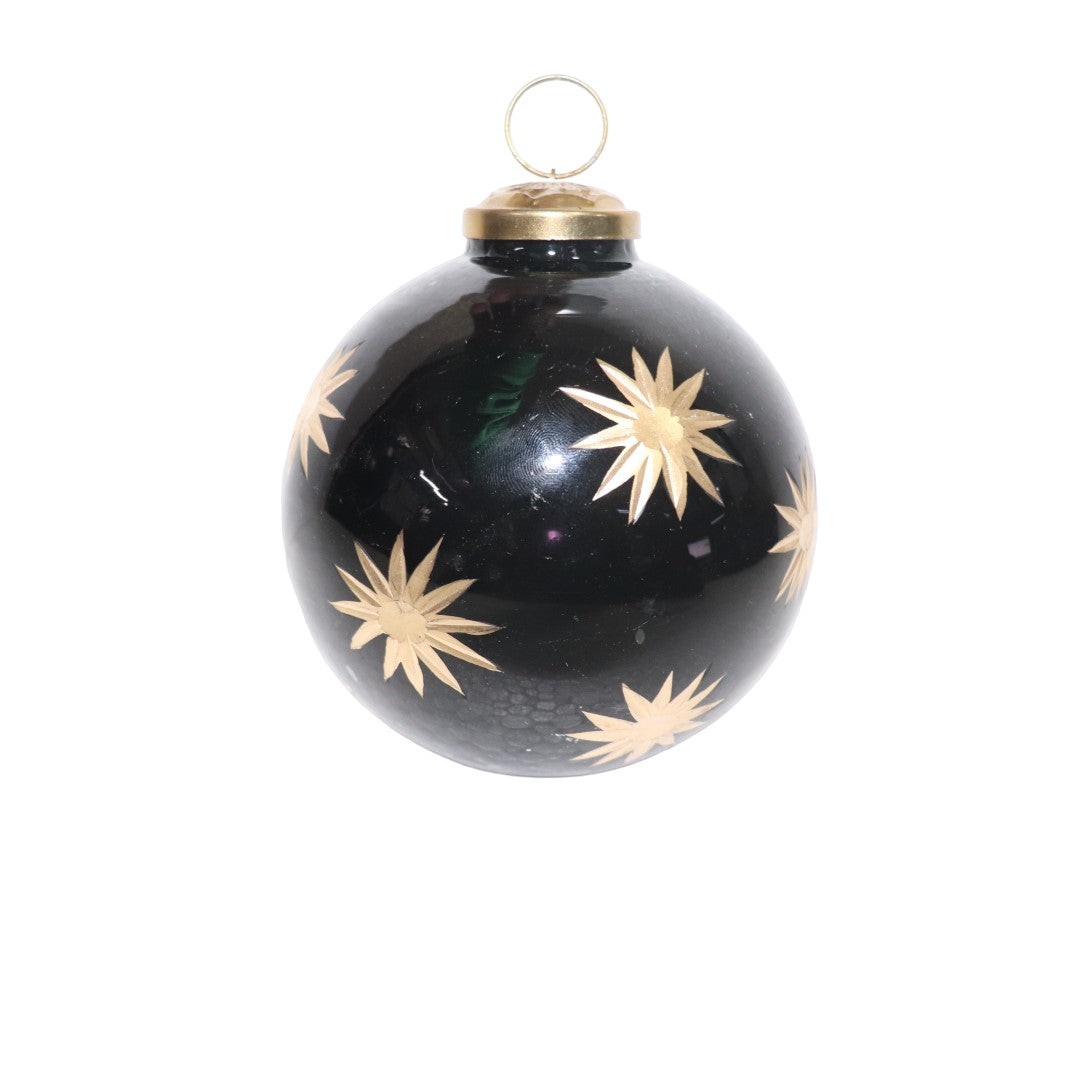 Weihnachtskugel | Schwarz-Gold | Vintage | Sterne | Christbaumkugel 