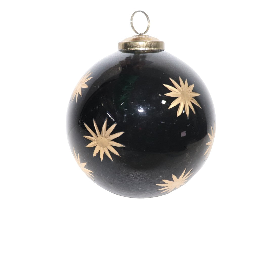 Weihnachtskugel | Schwarz-Gold | Vintage | Sterne | Christbaumkugel 