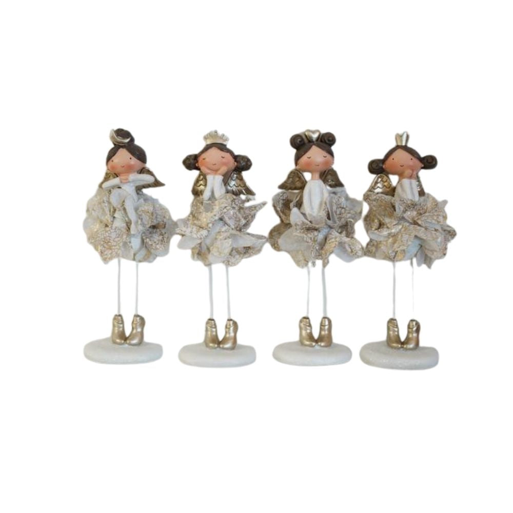 Engel | Weihnachten | Deko | stehend | weiss-gold