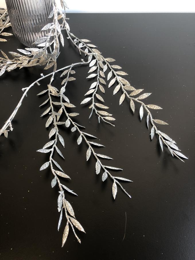 Kunstblumen Glitzer-Girlande Eukalyptus silber