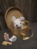 Plüschhund weiss | goldiger Box | Kinderspielzeug | inkl. Zubehör | ab 3 Jahren