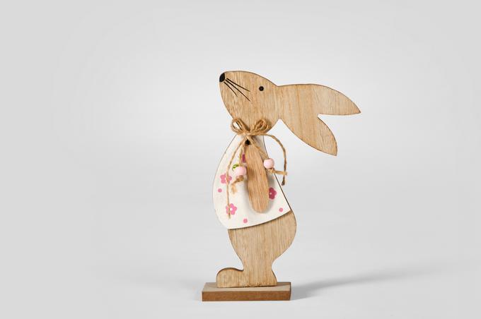 Fräulein Hase aus Holz rosa