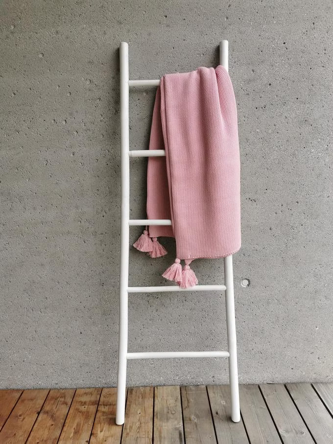 Strickdecke mit Zottel | 100% Baumwolle
