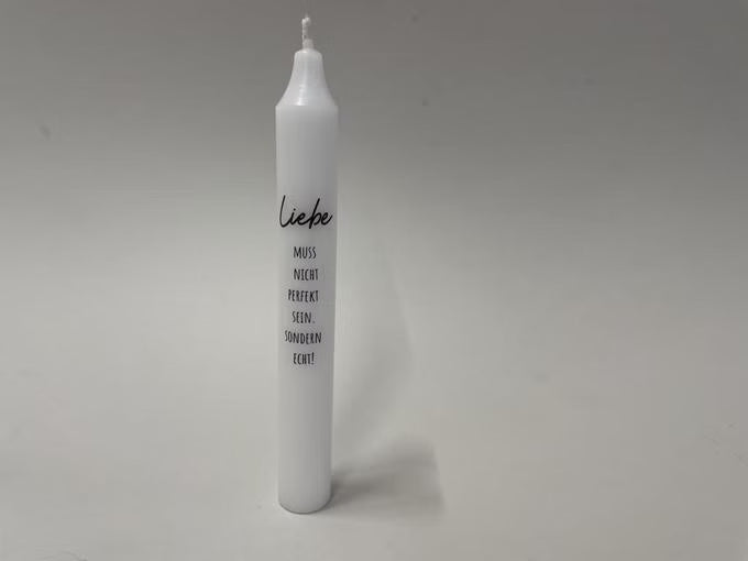 Stabkerze "Liebe muss nicht perfekt sein, sondern echt!""