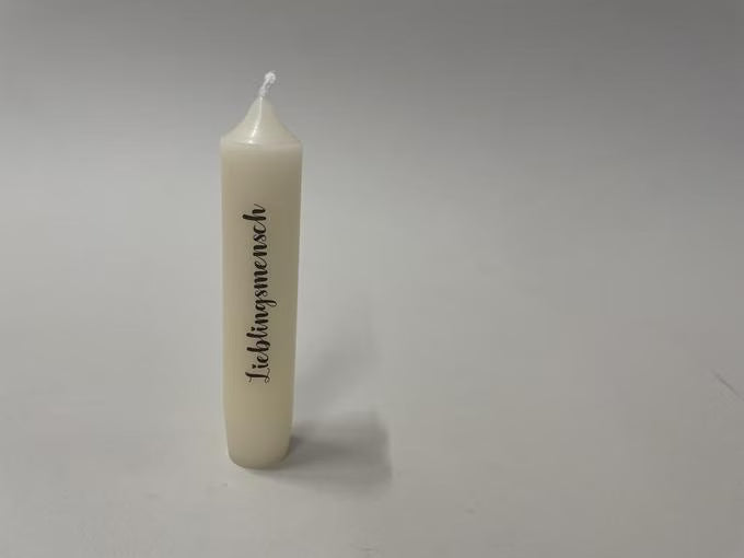 kleine Stabkerze mit "Lieblingsmensch" beschriftet (handmade)