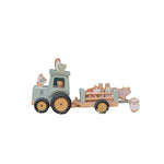 Traktor mit Anhänger | salbeigrün | Holzspielzeug | Geschenk für Kinder | Bauernhofspielzeug