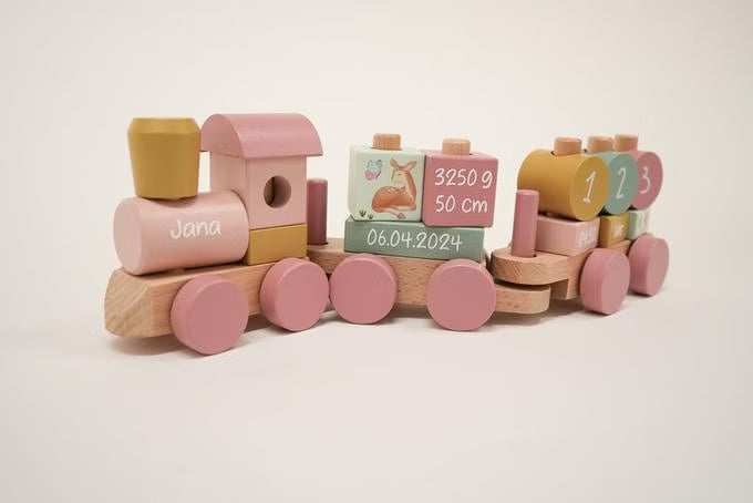Eisenbahn mit Steckformen | "Fairy Garden" | 45cm | Spielzeug ab 1 Jahr | rosa