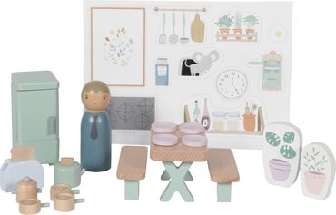 Küchen Set | Puppenhaus Zubehör | 19-teilig | Holz | ab 3 Jahren