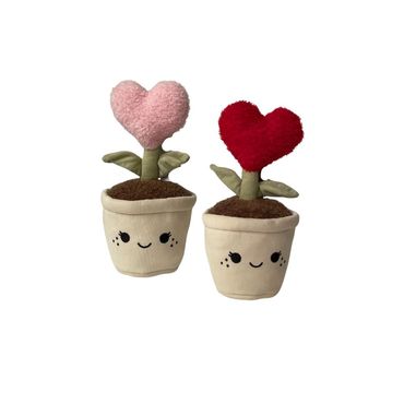 Plüschpflanze | Deko Pflanze | Geschenkidee witzig | Plüschblume mit Herz