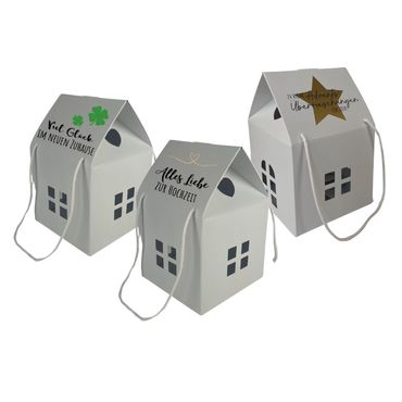 Geschenkverpackung Haus | Kartonhaus weiss | Verpackung mit Herz | Geschenkverpackung Hochzeit 