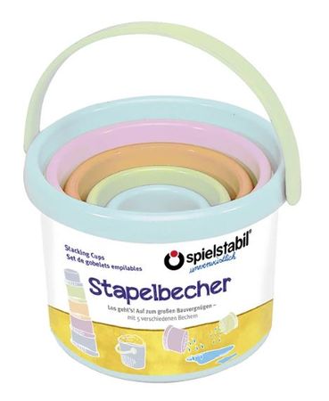 5-teiliges Stapelbecher-Set | Pastellfarben | Babyspielzeug Becher | Wasserspielzeug Baby | Motorikspielzeug Baby | Stapelspiel ab 12 Monate