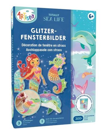 Glitzer-Fensterbilder | Unterwasserwelt | Kreativset Meerestiere | Bastelspass ab sechs Jahren | Glitzer Bastelset ab 6
