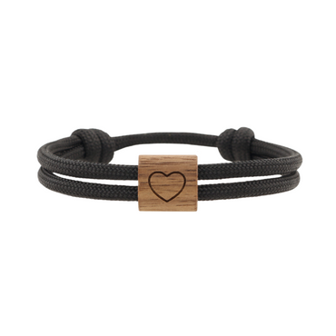 Armband Kona "Herz" | Schwarz | Nuss