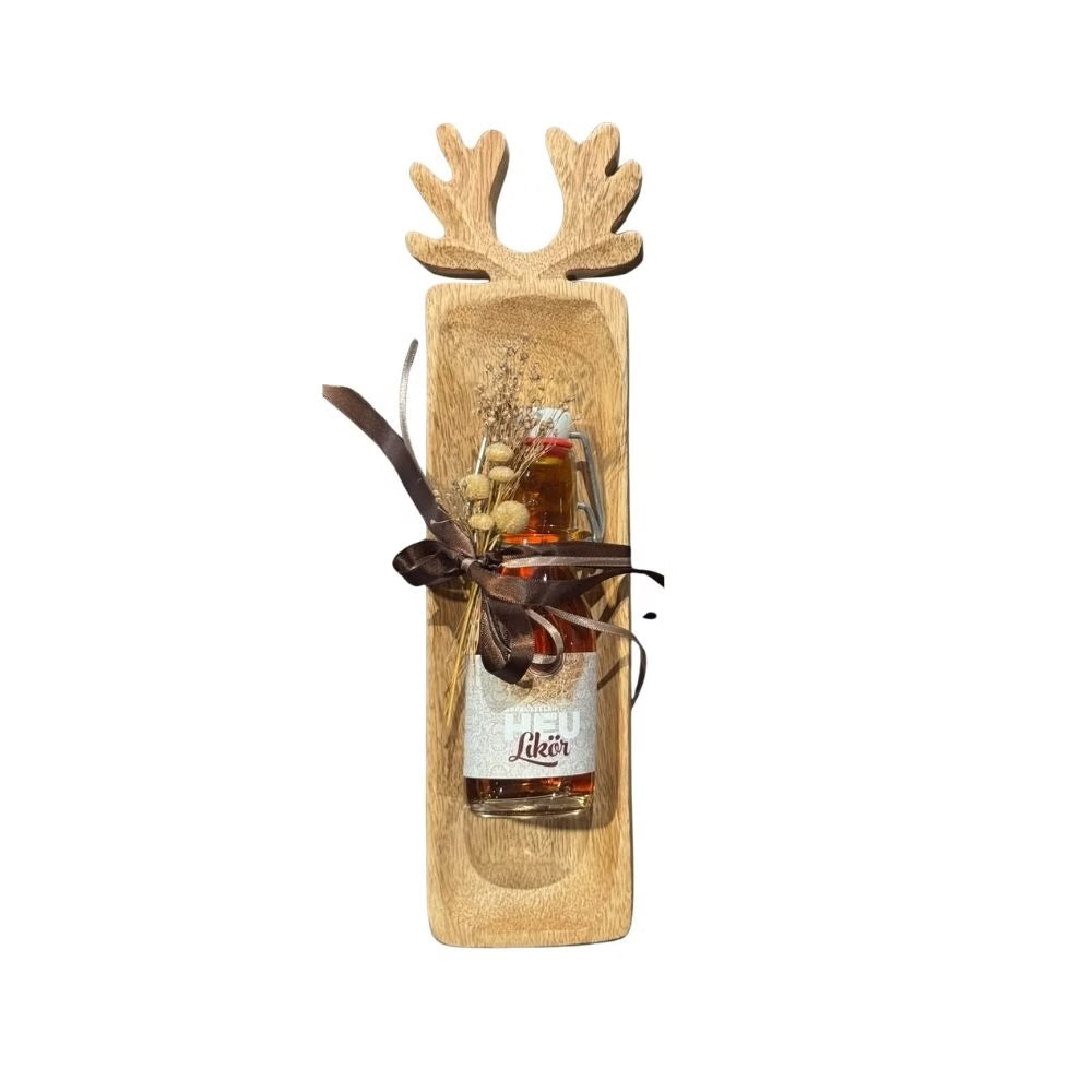 Geschenkidee | Herbst | Heuschnaps | Hirsch | Holzbrett