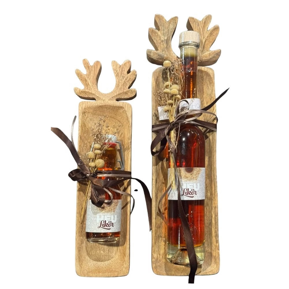 Geschenkidee | Herbst | Heuschnaps | Hirsch | Holzbrett