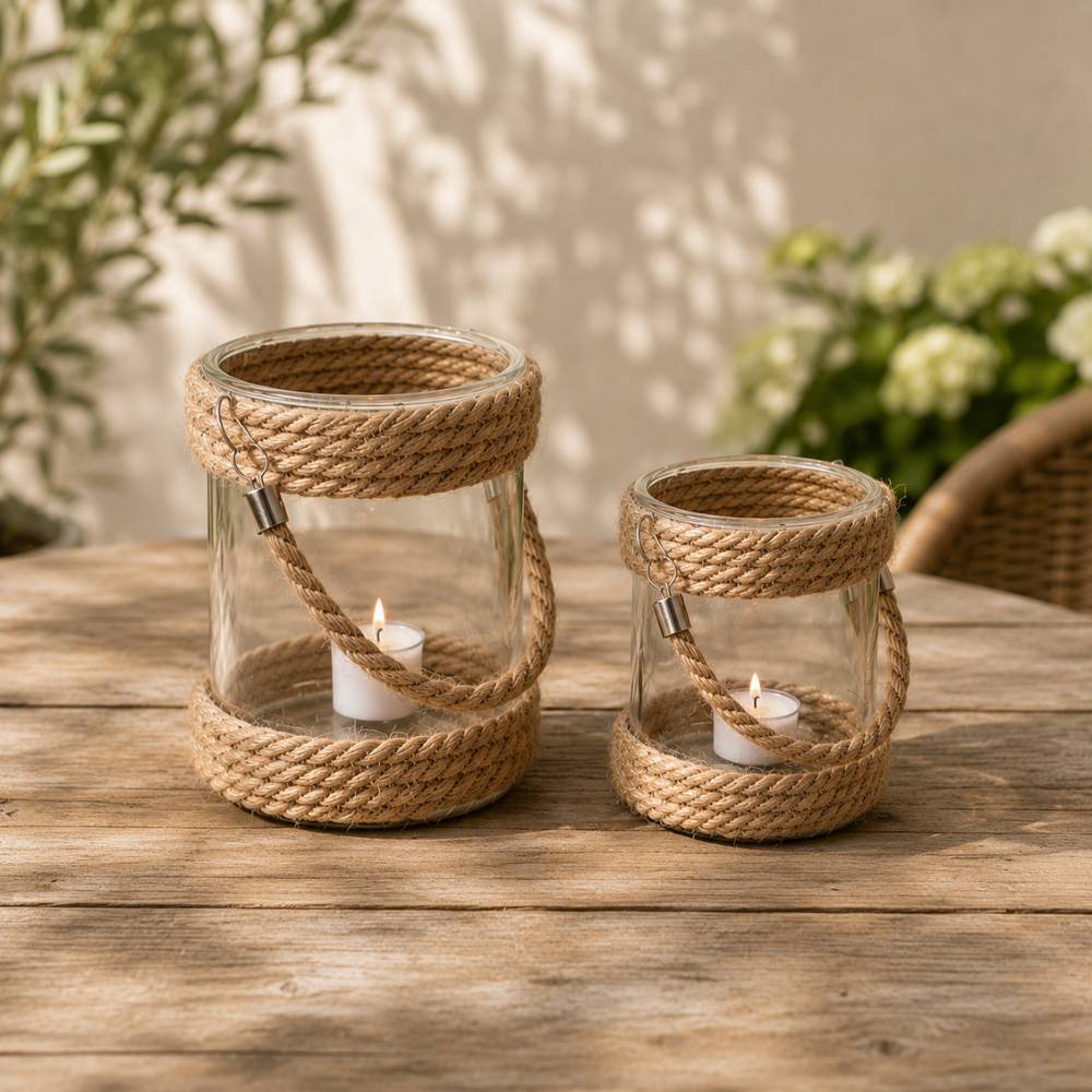 Laterne | Tischdeko | mit Schnur | Wohnaccessoire | 13 cm