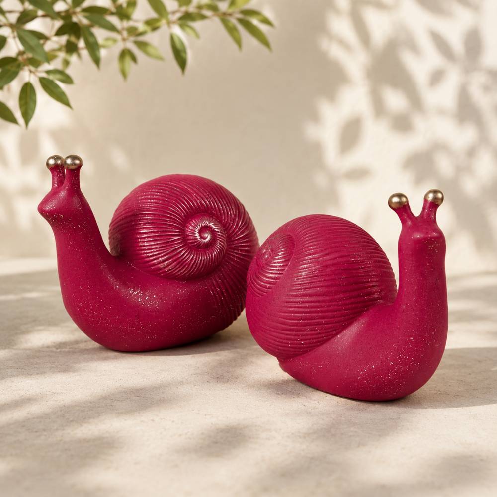 Schnecke | Polyresin - Pink | Gartenfigur | Tierfigur Deko | Aussendeko