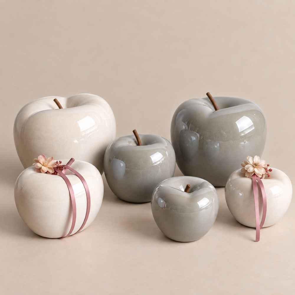 Apfel | Keramik | weiss | grau | 3 Grössen