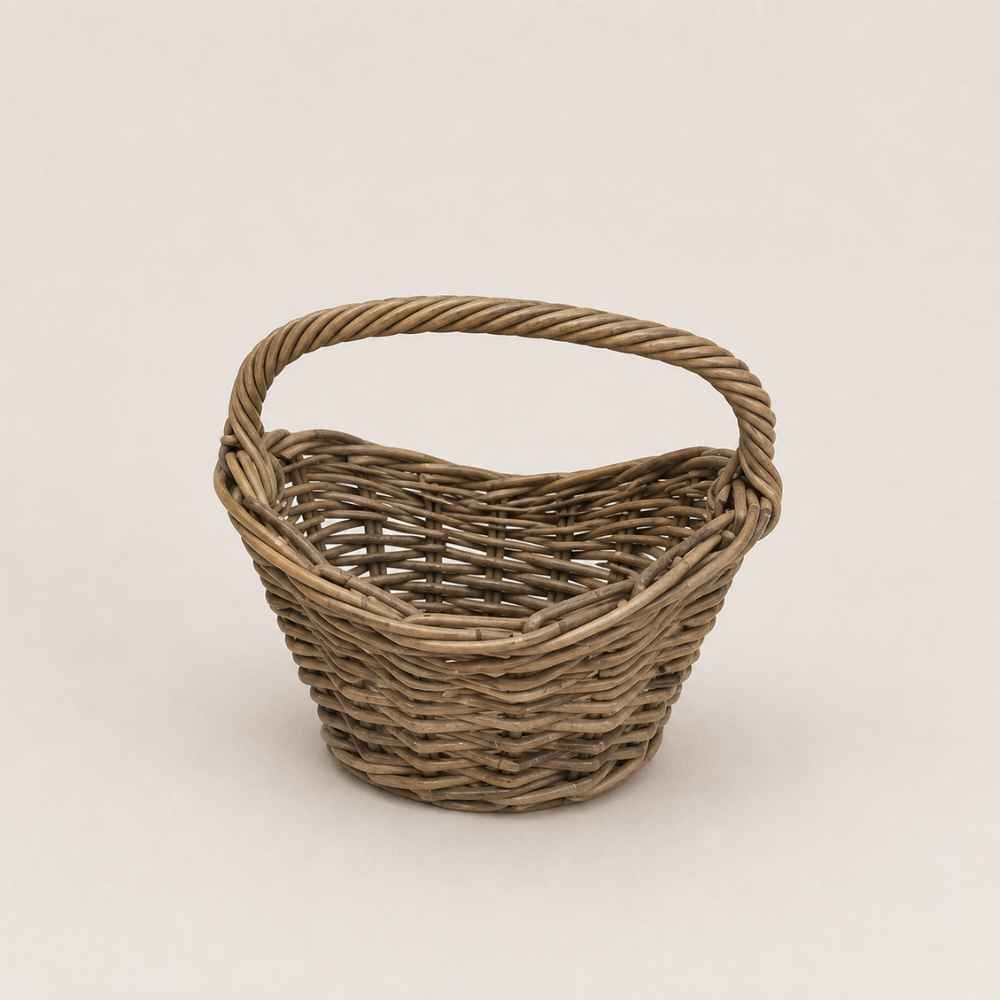 Ausstellkorb | Rattan grau | mit Henkel | 26cm