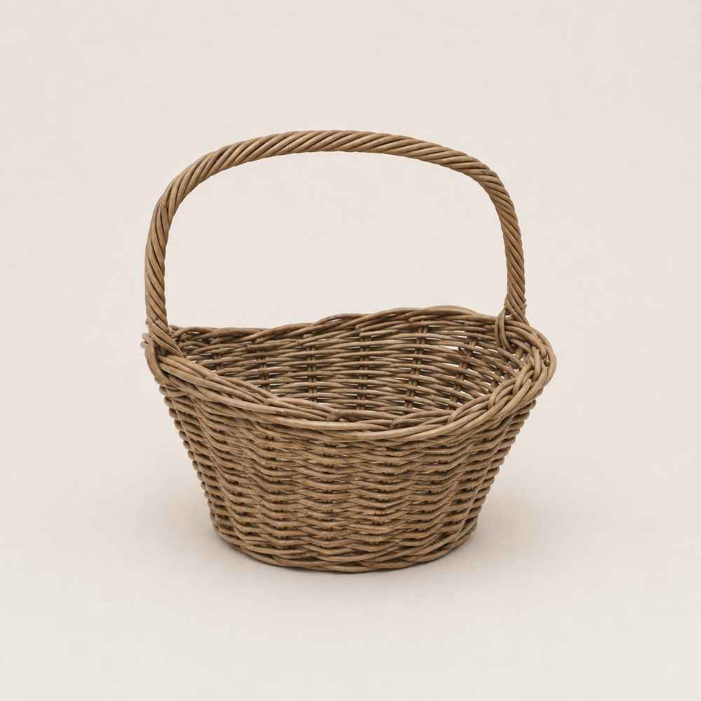 Ausstellkorb | Rattan grau | mit Henkel | 36cm