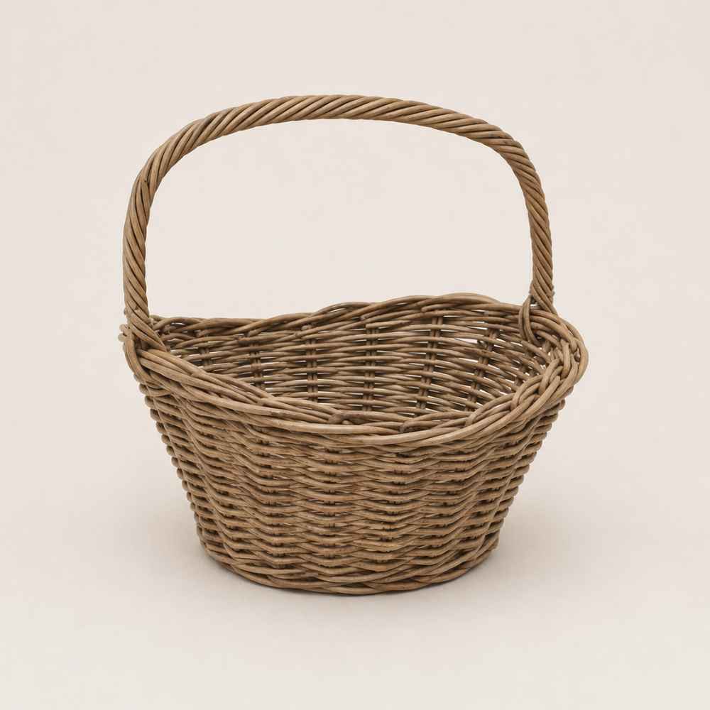 Ausstellkorb | Rattan grau | mit Henkel | 43cm