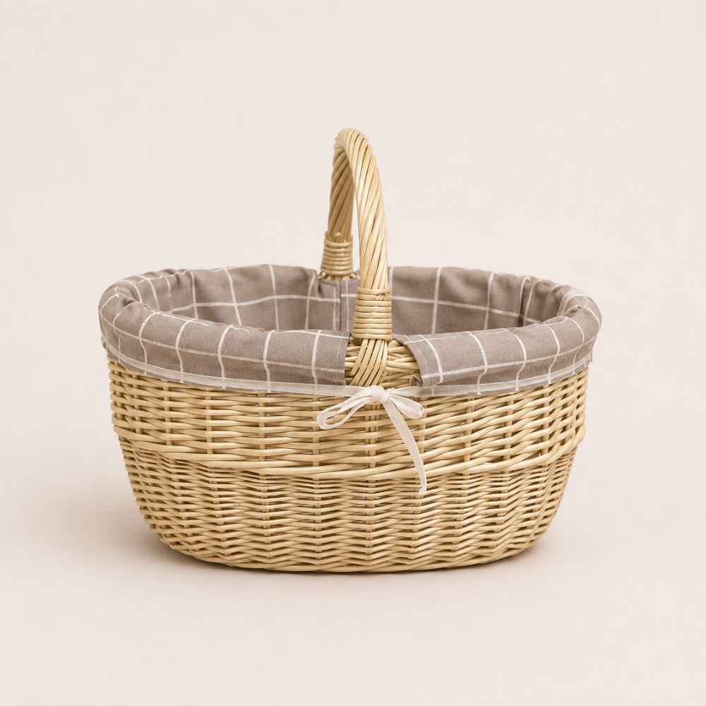Einkaufskorb | Weide | mit Innenfutter | Picknick | 43cm