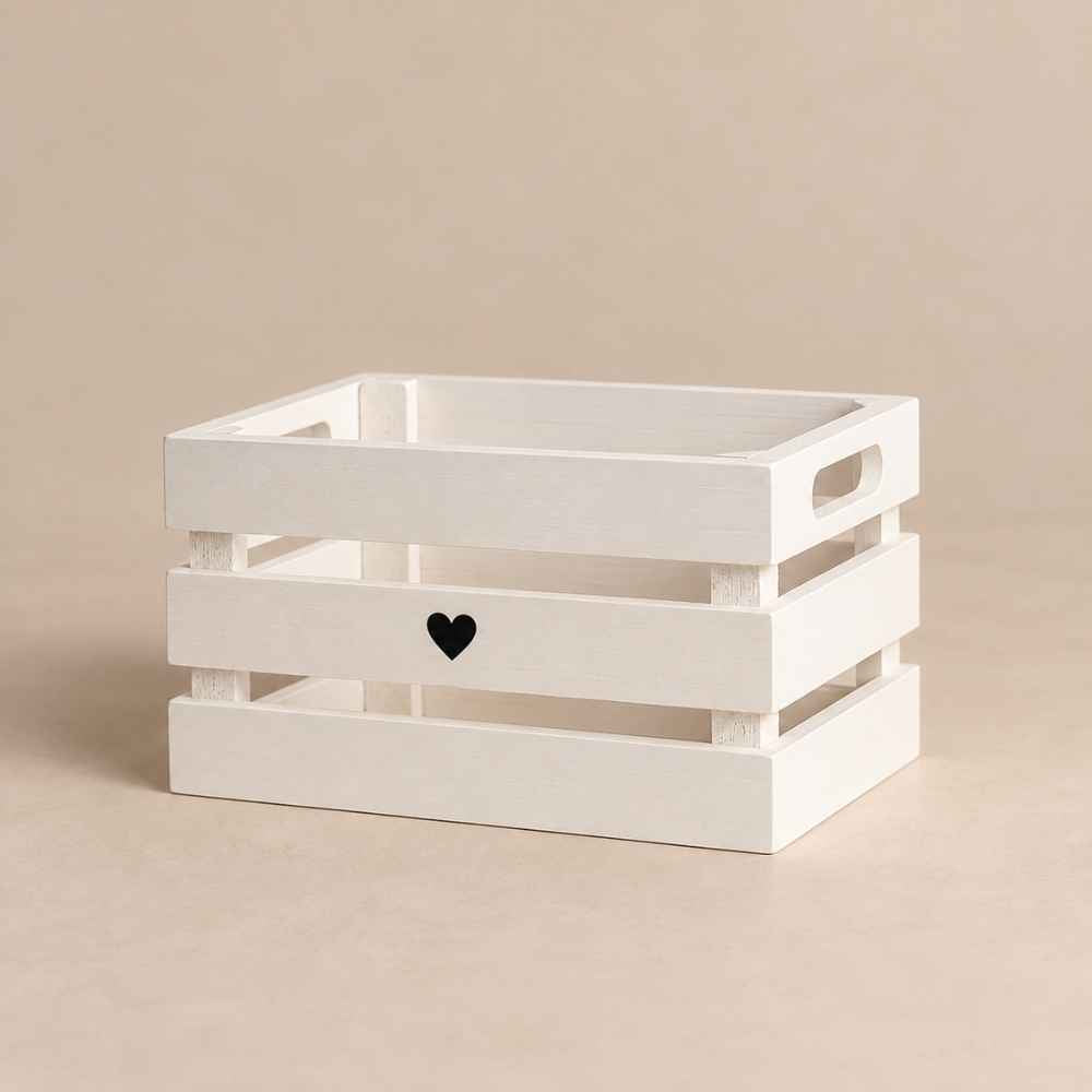 Holzharass | Holzkiste | Weiss | Herz | Geschenkkiste