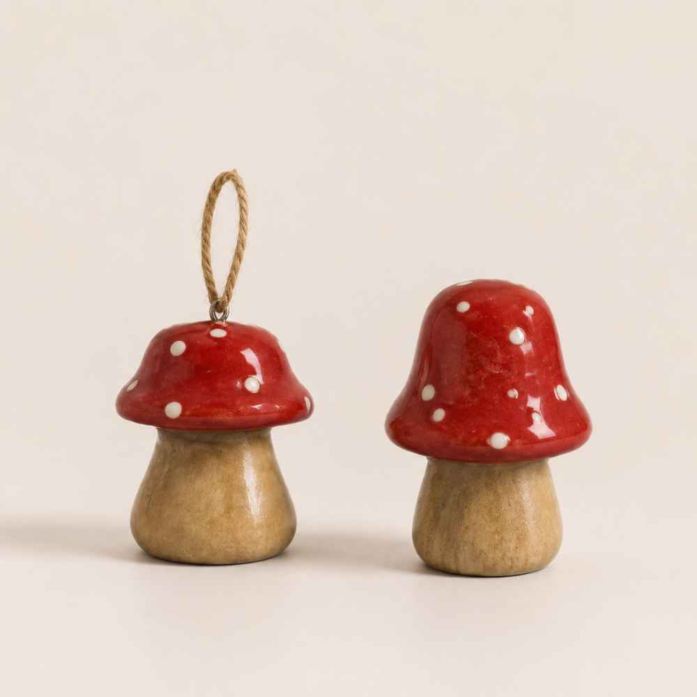 24 Holzpilze im Glas | Bemalt | Mini Pilze Holzdeko | Pilze aus Holz bemalt