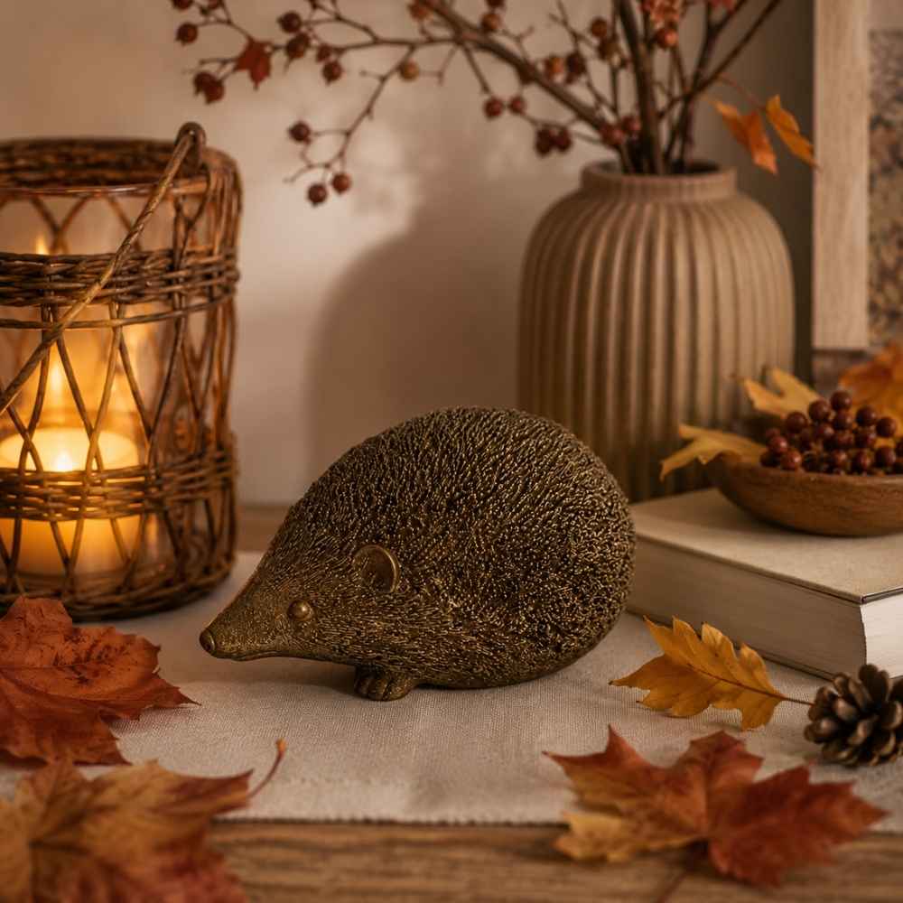 Igel | Gold | Herbstdeko | Dekofigur | Saisonal dekorieren