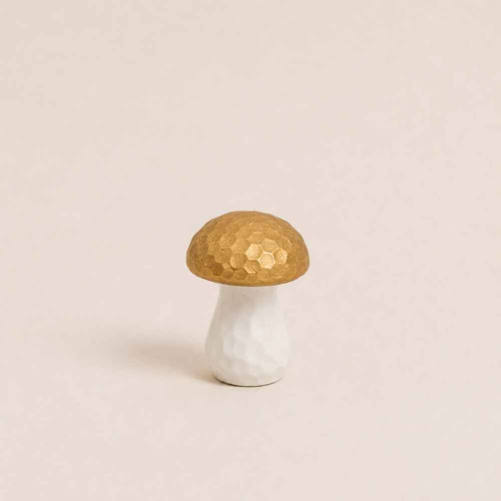Pilz aus Porzellan | weiss und gold | Herbst | 10cm