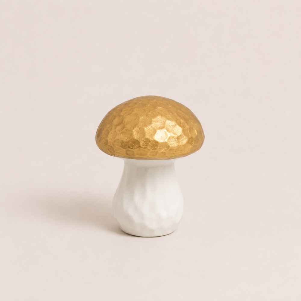 Pilz aus Porzellan | weiss und gold | Herbst | 13cm
