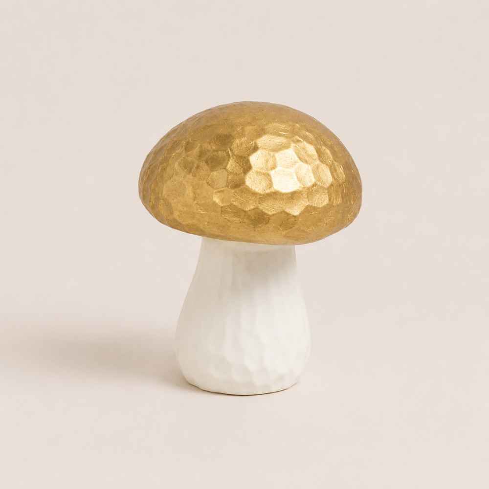 Pilz aus Porzellan | weiss und gold | Herbst | 17cm